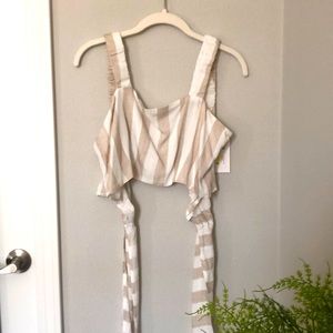 NWT Lilyful White and Beige Crop Top